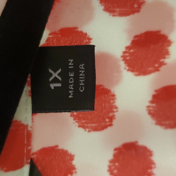 INVESTMENTS SIZE 1X BLOUSE ROLL UP SLEEVE. POLKA-DOT PRINT - Picture 5 of 11